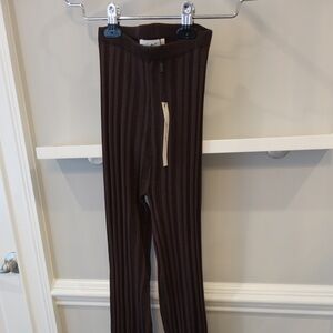 The Line by K - Daisy Rib Knit Pant - Chocolate - Size: S